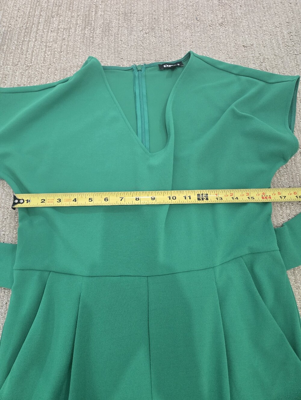 Express Emerald Green V-Neck Tie-Waist Jumpsuit - Picture 10 of 12